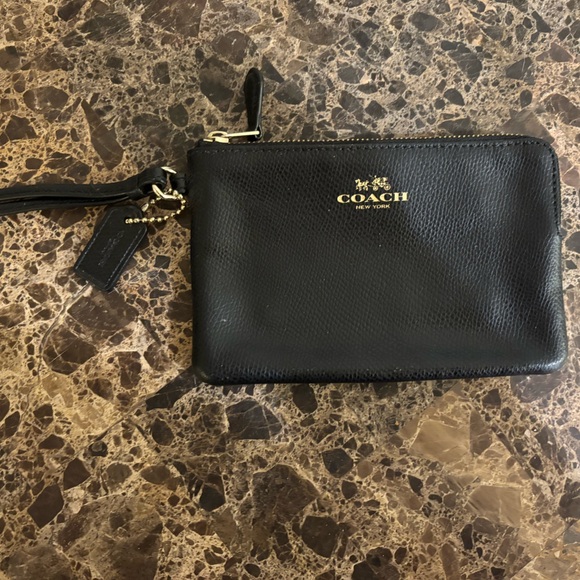 Coach Handbags - Coach black leather wristlet like new
